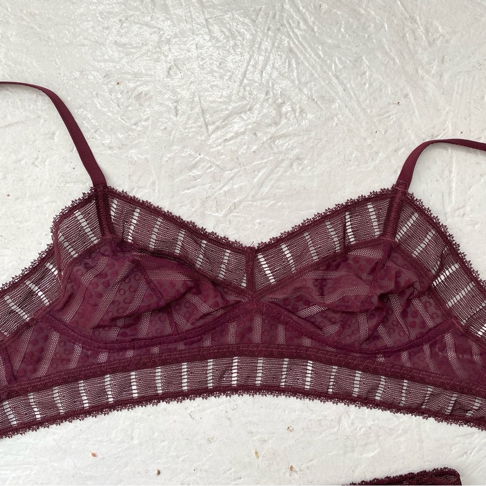 Burgundy Lace Bralette and Panty Set - Picture 7 of 8